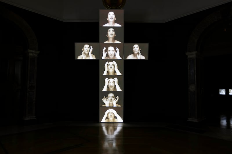 Marina Abramovic's Four Crosses detail at the Royal Academy of Arts.