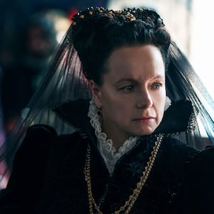 Samantha Morton as Catherine de Medici in The Serpent Queen Season 2.