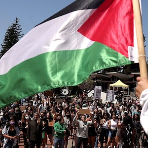 Photograph of a pro-Palestine protest at UC Berkeley