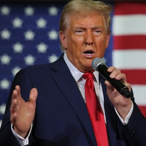 Republican presidential nominee and former U.S. President Donald Trump speaks at a campaign town hall meeting in Lancaster, Pennsylvania, U.S. October 20, 2024.