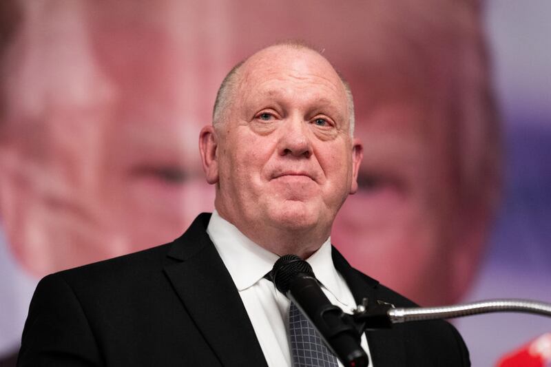 Tom Homan, a FOX News contributor and former Trump Administration Head of Immigration and Customs Enforcement (ICE) delivers the keynote speech at the Columbiana County Lincoln Day Dinner in Salem, Ohio on Friday, March 15, 2024.