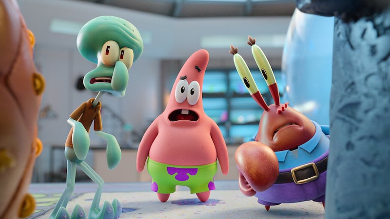 Squidward, Patrick and Mr. Krabs.