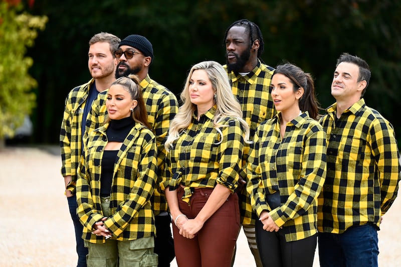 Photo still of Peter Weber, Larsa Pippen, Marcus Jordan, Janelle Pierzina, Deontay Wilder, Ekin-Su Cülcüloğlu, and Dan Gheesling in The Traitors