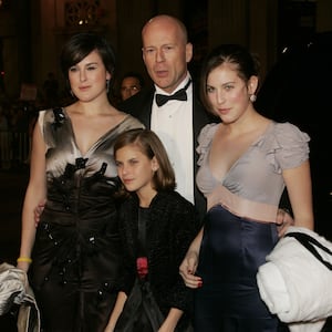 Bruce Willis with daughters Rumer, Tallulah, and Scout.