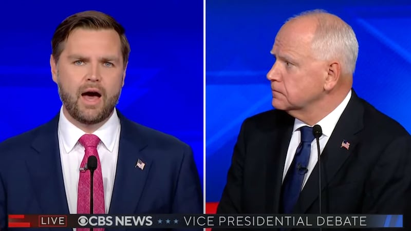 JD Vance, left, and Tim Walz, at their debate.