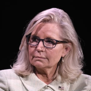 Liz Cheney sits for an interview.