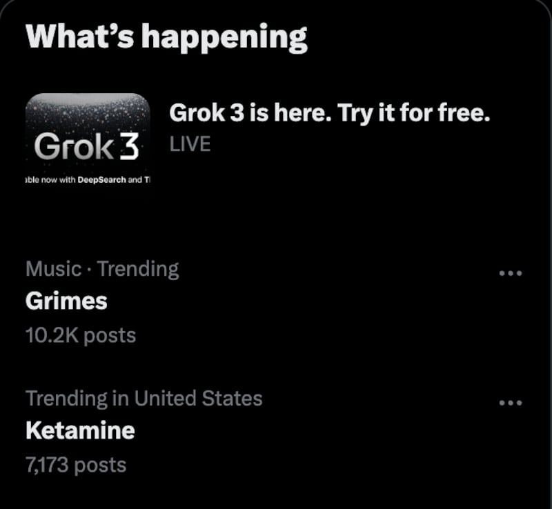 A screenshot of trending page on X.