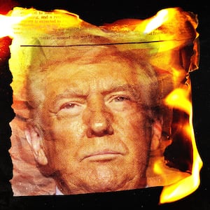 Donald Trump burning newspaper