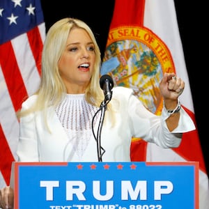 Florida Attorney General Pam Bondi speaks about Republican U.S. presidential candidate Donald Trump during a campaign rally in Tampa, Florida, U.S. June 11, 2016.