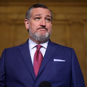 Sen. Ted Cruz speaks to reporters outside the Russell Senate Office.