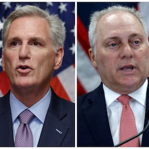 A composite image of Reps. Jim Jordan, Kevin McCarthy and Steve Scalise.