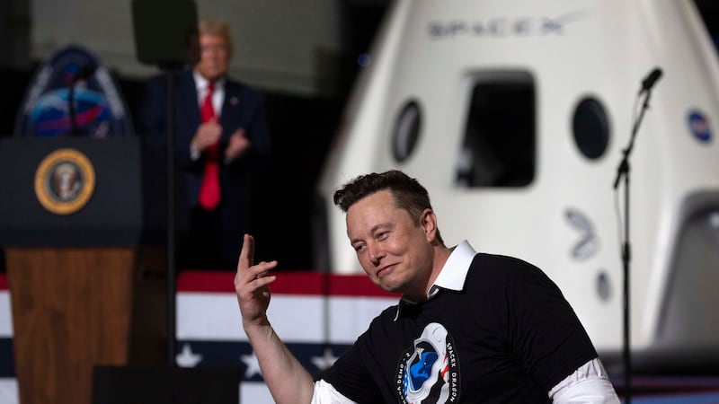 Donald Trump acknowledges SpaceX founder Elon Musk.