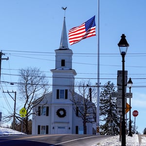 Image: The Newtown Meeting House in Newtown, CT