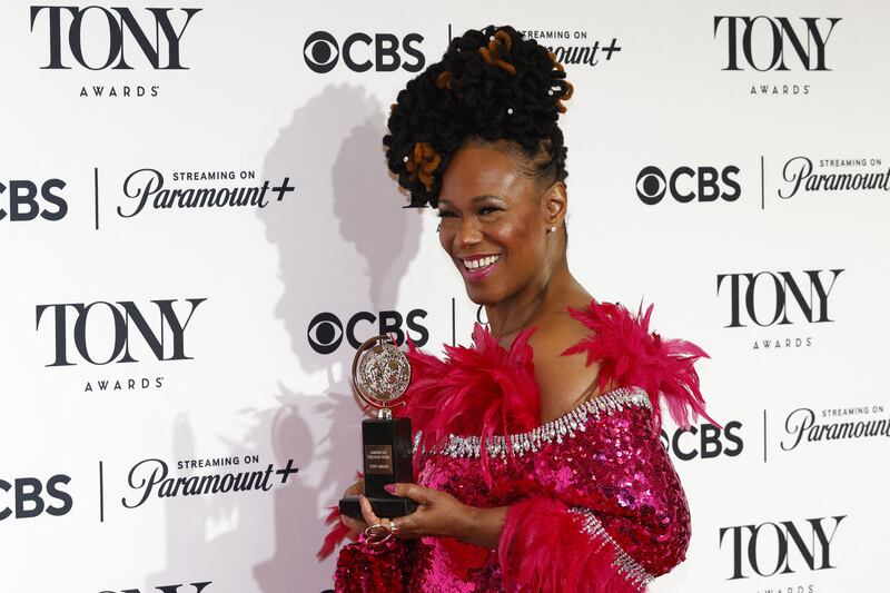 Kecia Lewis poses with the award for Best Performance by a Featured Actress in a Musical for "Hell's Kitchen" at the 77th Annual Tony Awards in New York City, U.S., June 16, 2024.