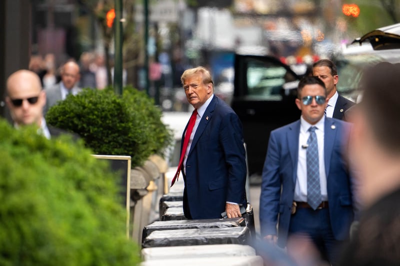 Donald Trump arrives back to Trump Tower after the first day of his trial.