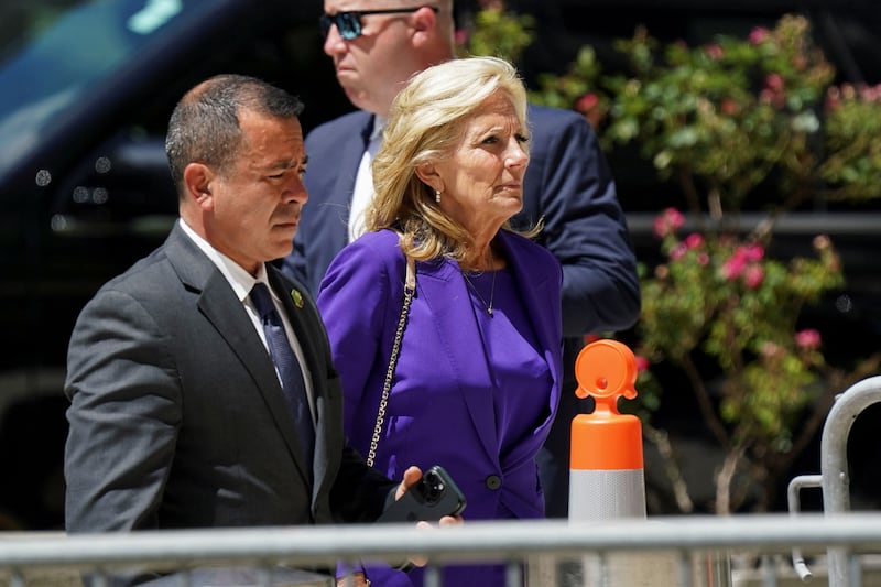 Jill Biden walks into federal court. 