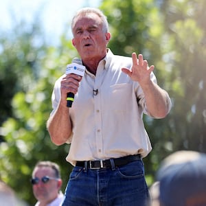 presidential candidate Robert F. Kennedy Jr. delivers his political soapbox speech at the Iowa State Fair