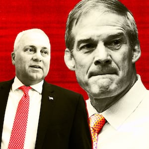 A photo illustration of Steve Scalise and Jim Jordan.