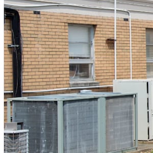 Side-by-side photos of AC unit and Thomas Matthew Crooks.