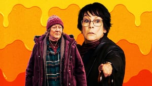 A photo illustration of Margo Martindale and Jamie Lee Curtis in The Sticky.