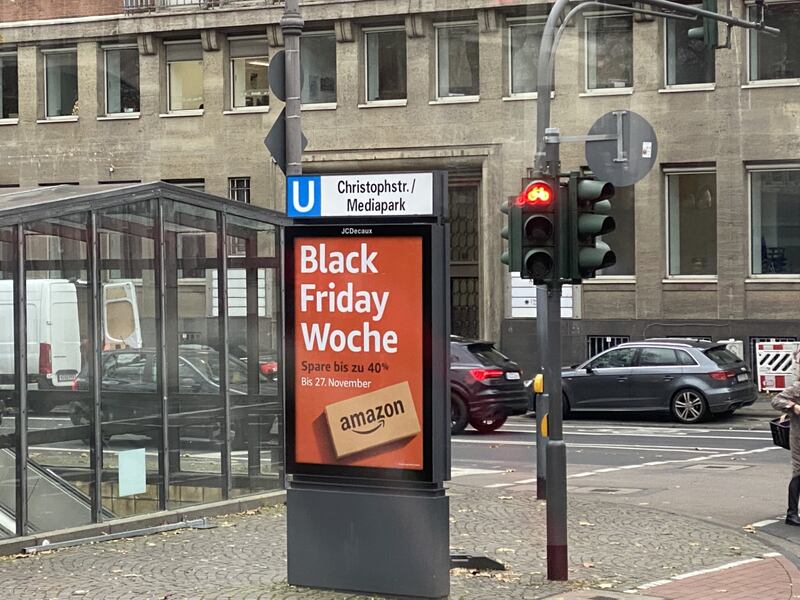 Black Friday Week sales in an Amazon ad in Cologne, Germany.