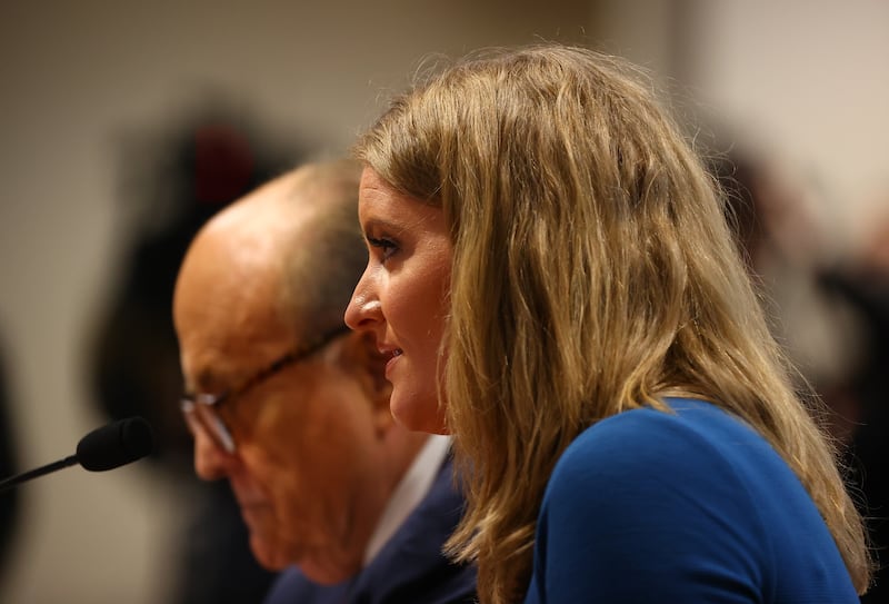 A photo of Jenna Ellis with Rudy Giuliani in 2020.