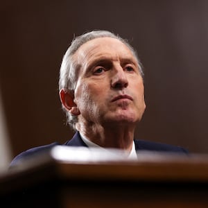 Former Starbucks Chief Executive Officer Howard Schultz testifies at a Senate hearing