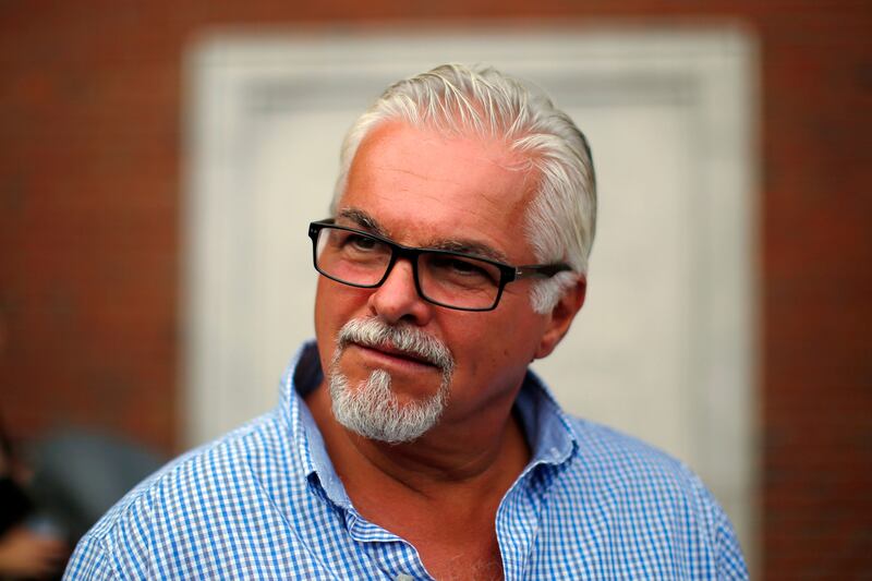 A photo of Steve Davis, brother of alleged James “Whitey” Bulger victim Debra Davis, standing outside the federal courthouse in Boston, Massachusetts, August 8, 2013.