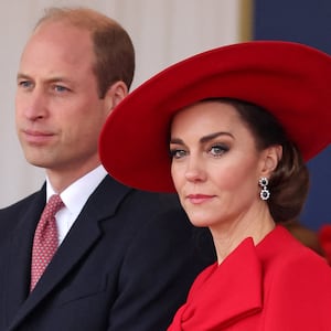 Prince William, Prince of Wales and Catherine, Princess of Wales attend a ceremonial welcome for The President and the First Lady of the Republic of Korea at Horse Guards Parade, in London, Britain on November 21, 2023.