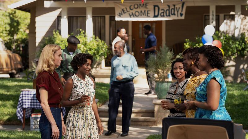 A photo including Brie Larson and Aja Naomi King in "Lessons in Chemistry," on Apple TV+