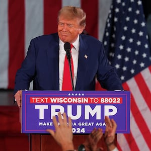 Republican presidential candidate and former U.S. President Donald Trump attends a campaign event in Waukesha, Wisconsin, U.S. May 1, 2024. 