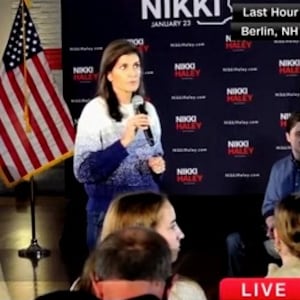 Nikki Haley at a town hall event in New Hampshire