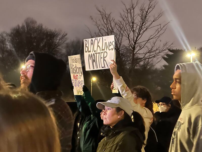 A protest in Shawnee Mission, Kansas, over the local school district’s repeated issues with racism.