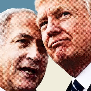 Photo illustration of Benjamin Netanyahu of Israel and Donald Trump