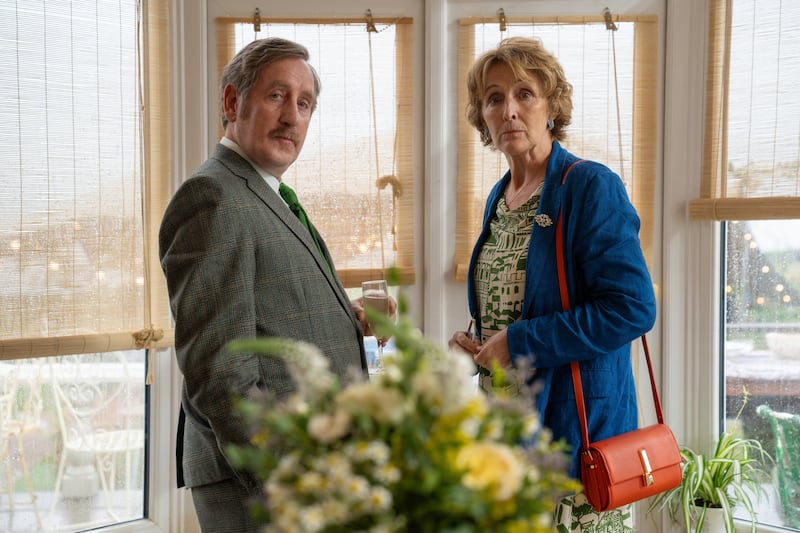 Michael Smiley and Fiona Shaw in "Bad Sisters".