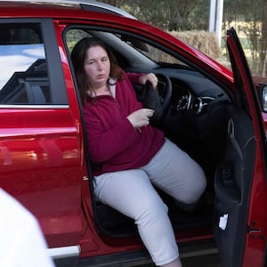 Erin Patterson arrives at her home in Leongatha, Victoria. Three people died after eating suspected Death Cap mushrooms used in a meal she had cooked. 