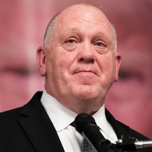 Tom Homan, a FOX News contributor and former Trump Administration Head of Immigration and Customs Enforcement (ICE) delivers the keynote speech at the Columbiana County Lincoln Day Dinner in Salem, Ohio on Friday, March 15, 2024.