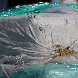 Bundles of drugs that have been offloaded at Port Everglades on August 05, 2021