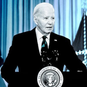 An illustration including a photo of U.S President Joe Biden