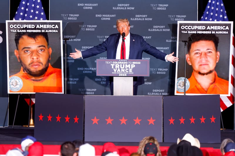 Donald Trump at a rally in Aurora, Colorado.