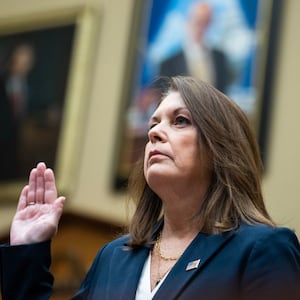 Secret Service Director Kimberly Cheatle is sworn in for the hearing.