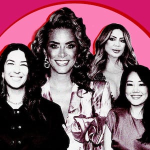  A photo illustration showing Rebecca Minkoff, Robyn Dixon, Crystal Kung Minkoff and Larsa Pippen of the Real Housewives franchises.