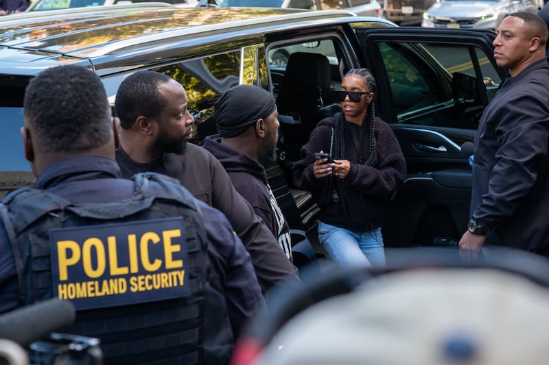 One of Sean 'Diddy' Combs' daughters arrives at the Southern District of New York Federal Court for a pre-trial hearing for her father on October 10, 2024 in New York City.