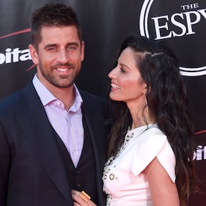 Actress Olivia Munn and NFL player Aaron Rodgers arrive at The 2016 ESPY awards.