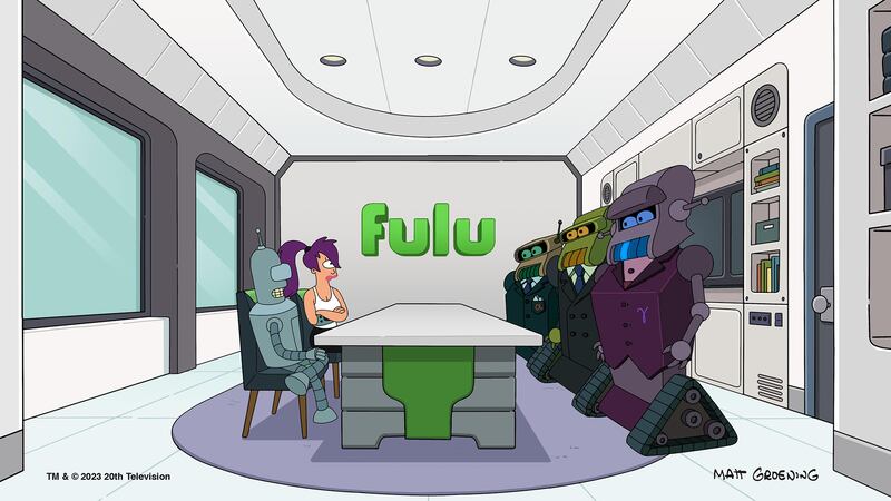 A photo illustration of Bender and Leela from the new season of Futurama.