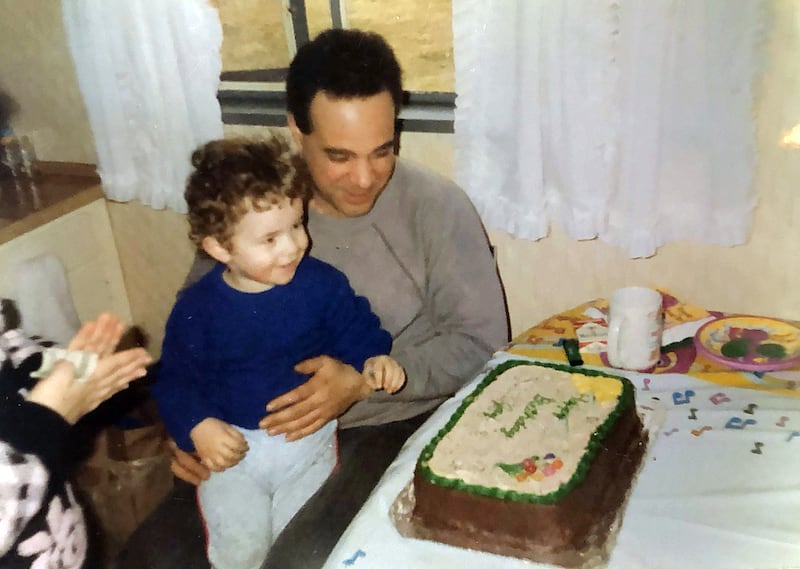 Joe Dalia and his father on Joe’s 2nd birthday in 1993.