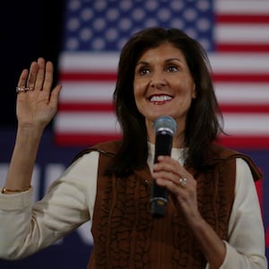 Nikki Haley speaks at a campaign town hall in Atkinson, New Hampshire, U.S., December 14, 2023.  