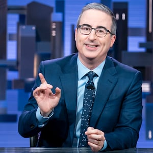 John Oliver on the set of "Last Week Tonight"