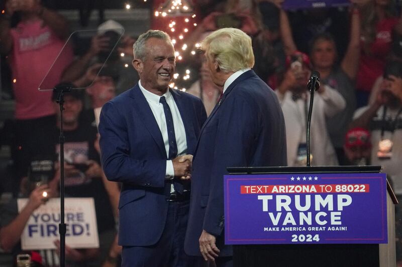 Robert F. Kennedy Jr. appears on stage with Donald Trump