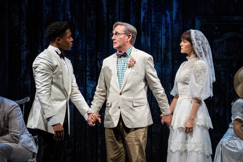 Ephraim Sykes, Richard Thomas, and Zoey Deutch in 'Our Town.'